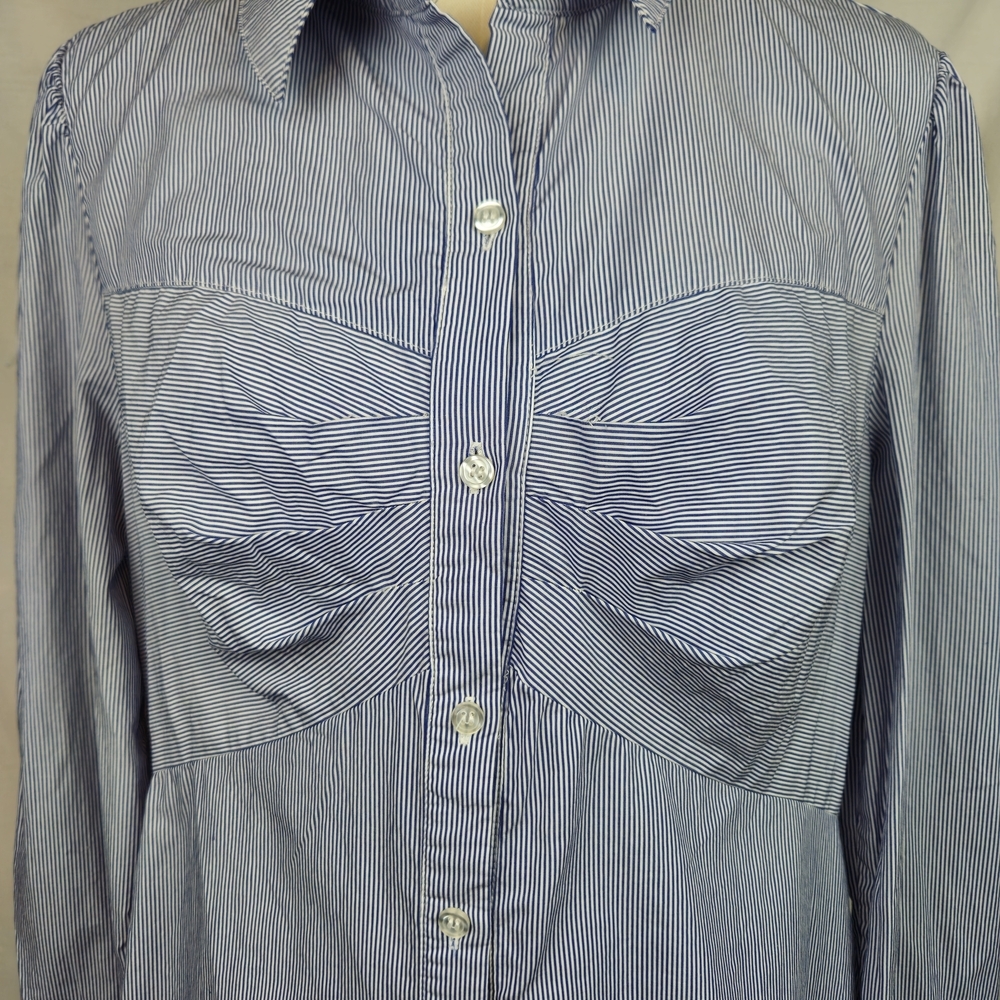 ECI New York Blue Dress Size 12 Blue & White‎ Striped Nautical Classic Preppy - Picture 3 of 9